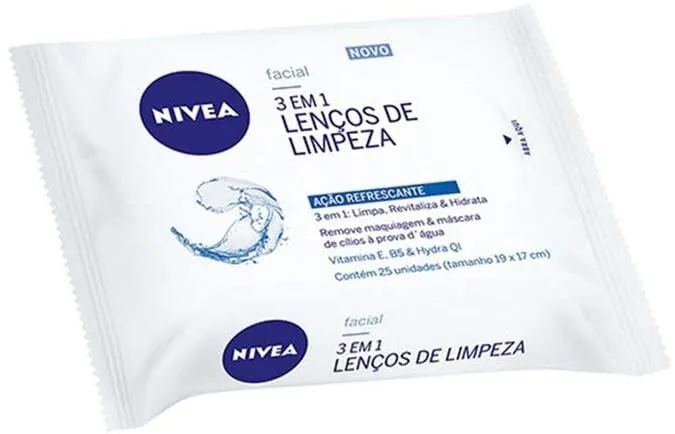 Lenços de Limpeza Demaquilantes Nivea 3 em 1 Ação Refrescante 25 unidades