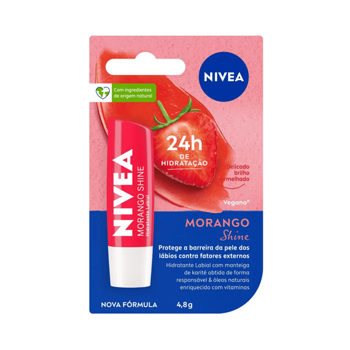 Hidratante Labial Morango Shine NIVEA 4,8 g