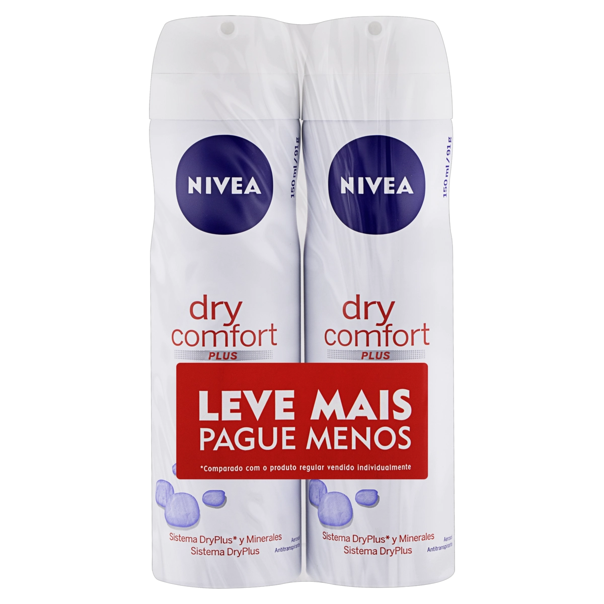Pack Antitranspirante Aerossol Nivea Dry Comfort Plus 2 Unidades 150ml Cada Leve Mais Pague Menos