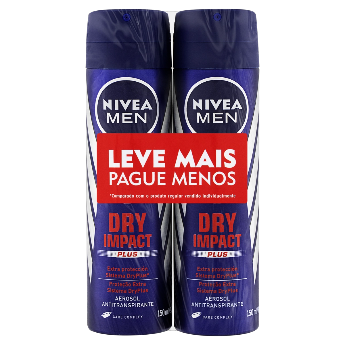Pack Antitranspirante Aerossol Nivea Men Dry Impact Plus 2 Unidades 150ml Cada Leve Mais Pague Menos