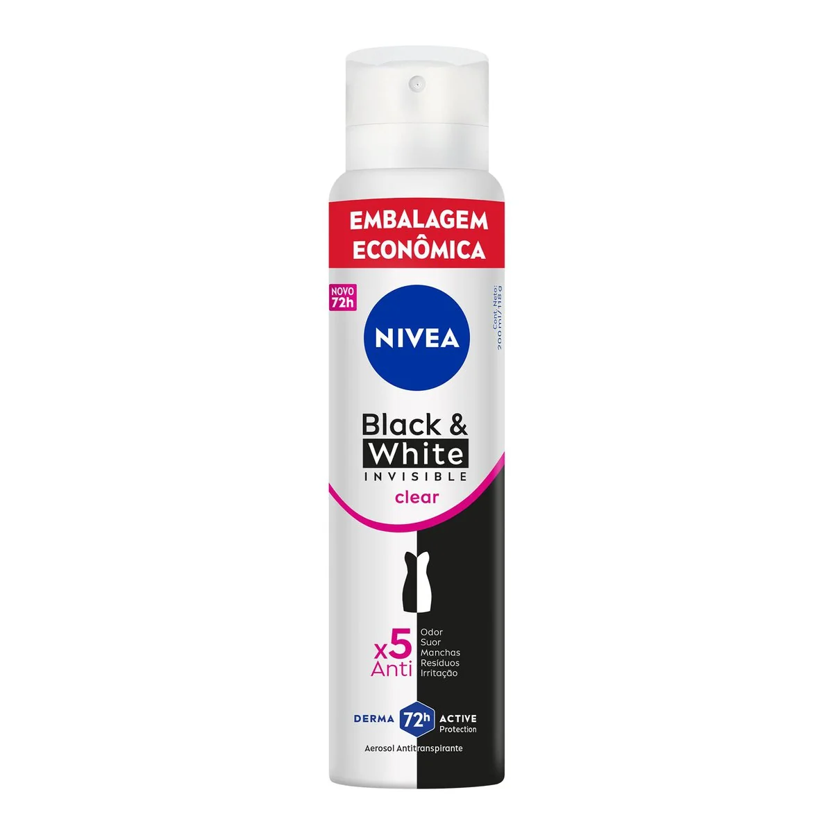 Desodorante Aerossol NIVEA Black &amp; White INVISIBLE Clear 200ml