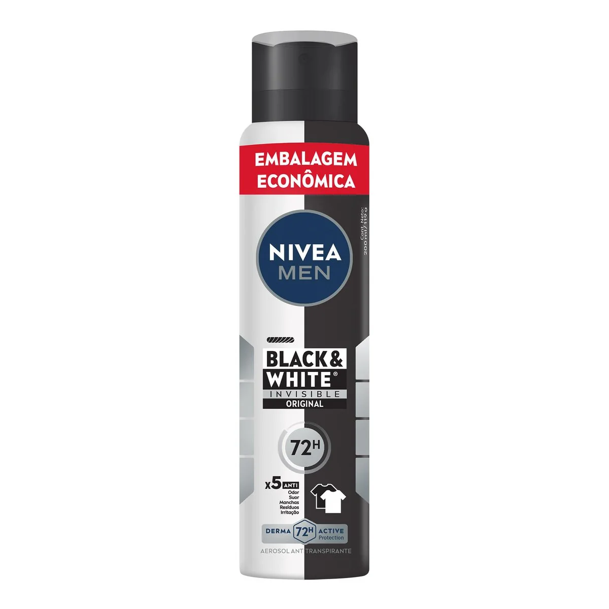 Desodorante Aerossol NIVEA MEN Black &amp; White Invisible Original 200ml