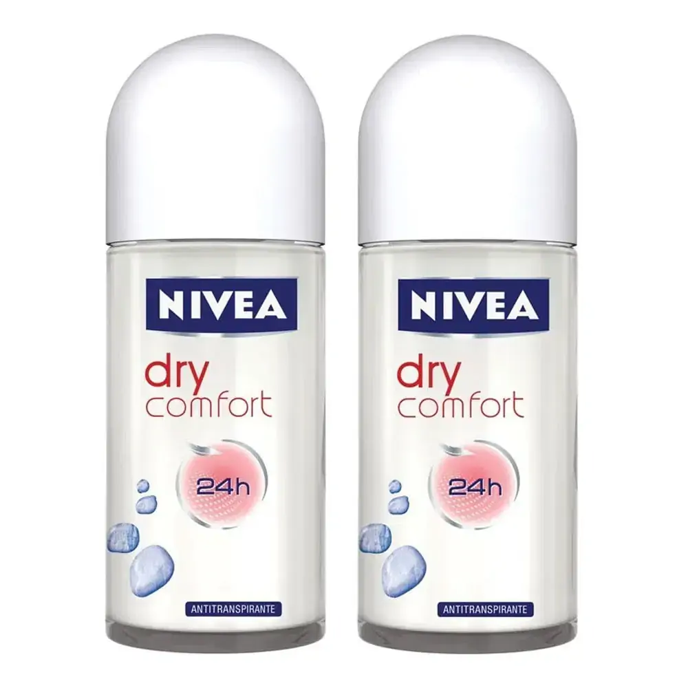 Pack Antitranspirante Roll-On Nivea Dry Comfort Plus 2 Unidades 50ml Cada Grátis 50% de Desconto na 2ª Unidade
