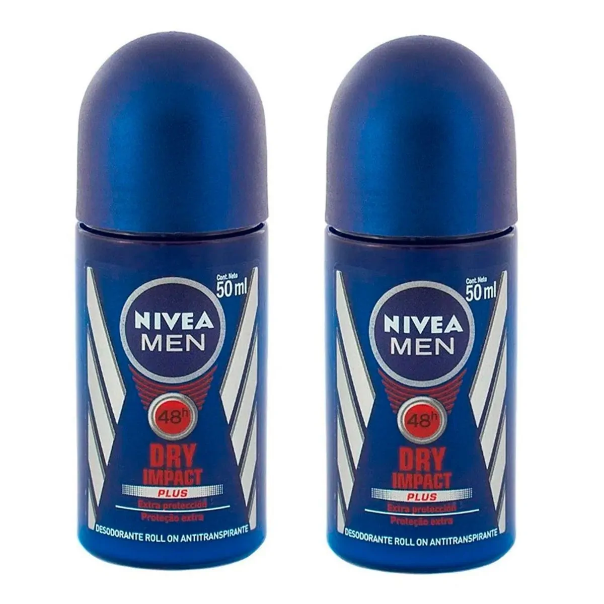 Pack Antitranspirante Roll-On Nivea Men Dry Impact Plus 2 Unidades 50ml Cada Grátis 50% de Desconto na 2ª Unidade