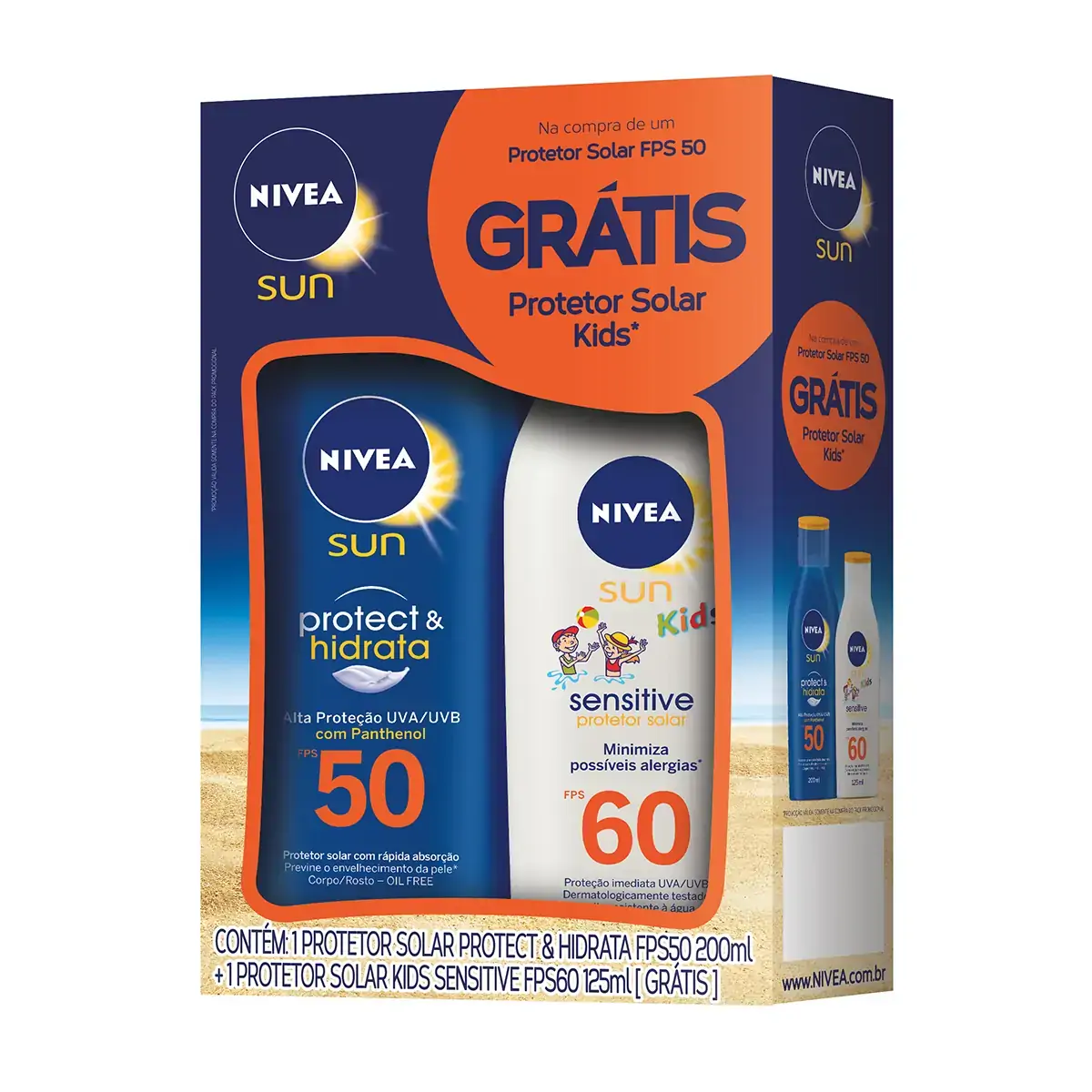 Nivea Bronz Fps 50 200ml Protect E Hidrata Grt 60 125ml