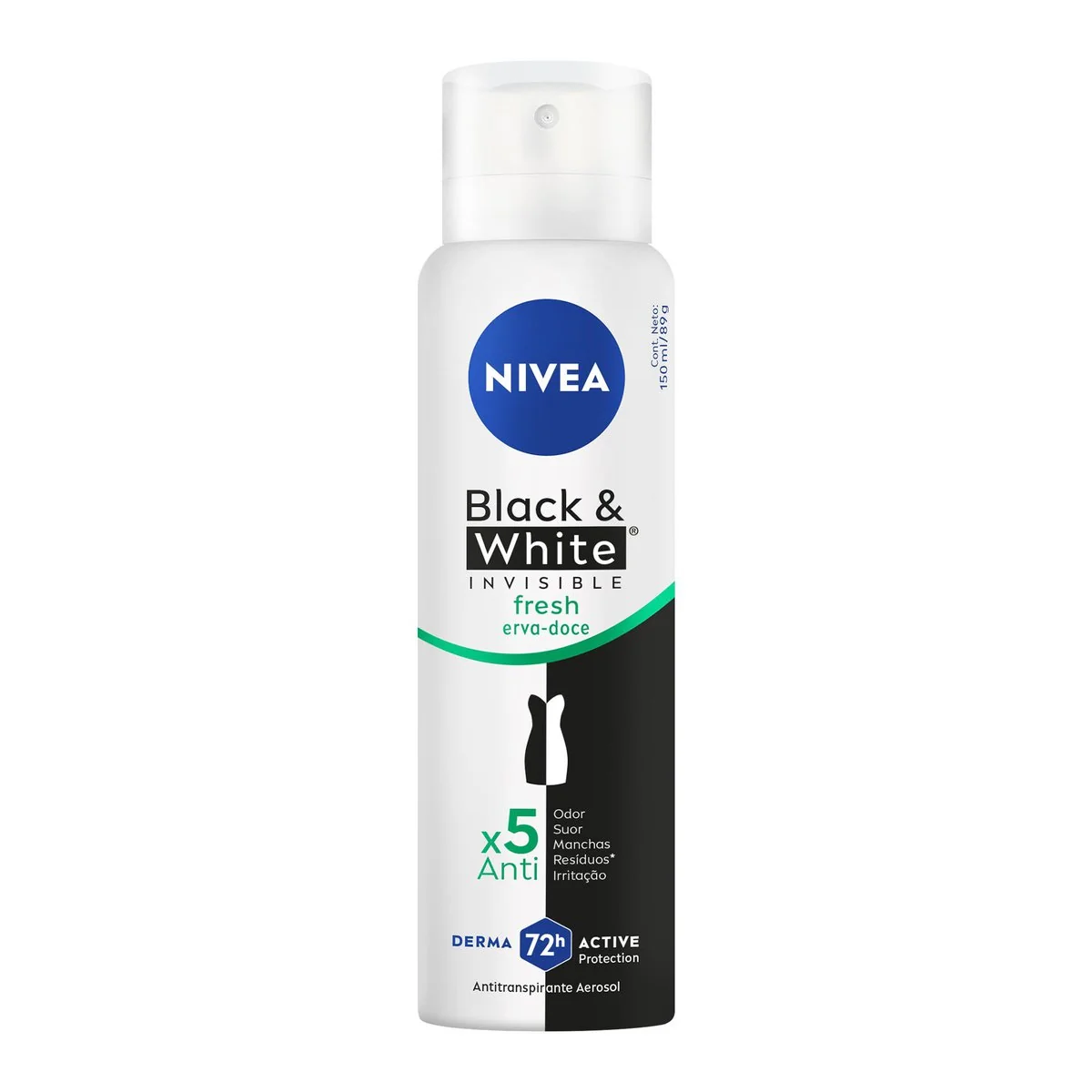 Desodorante Aerossol NIVEA Black &amp; White INVISIBLE Fresh Erva-Doce 150ml