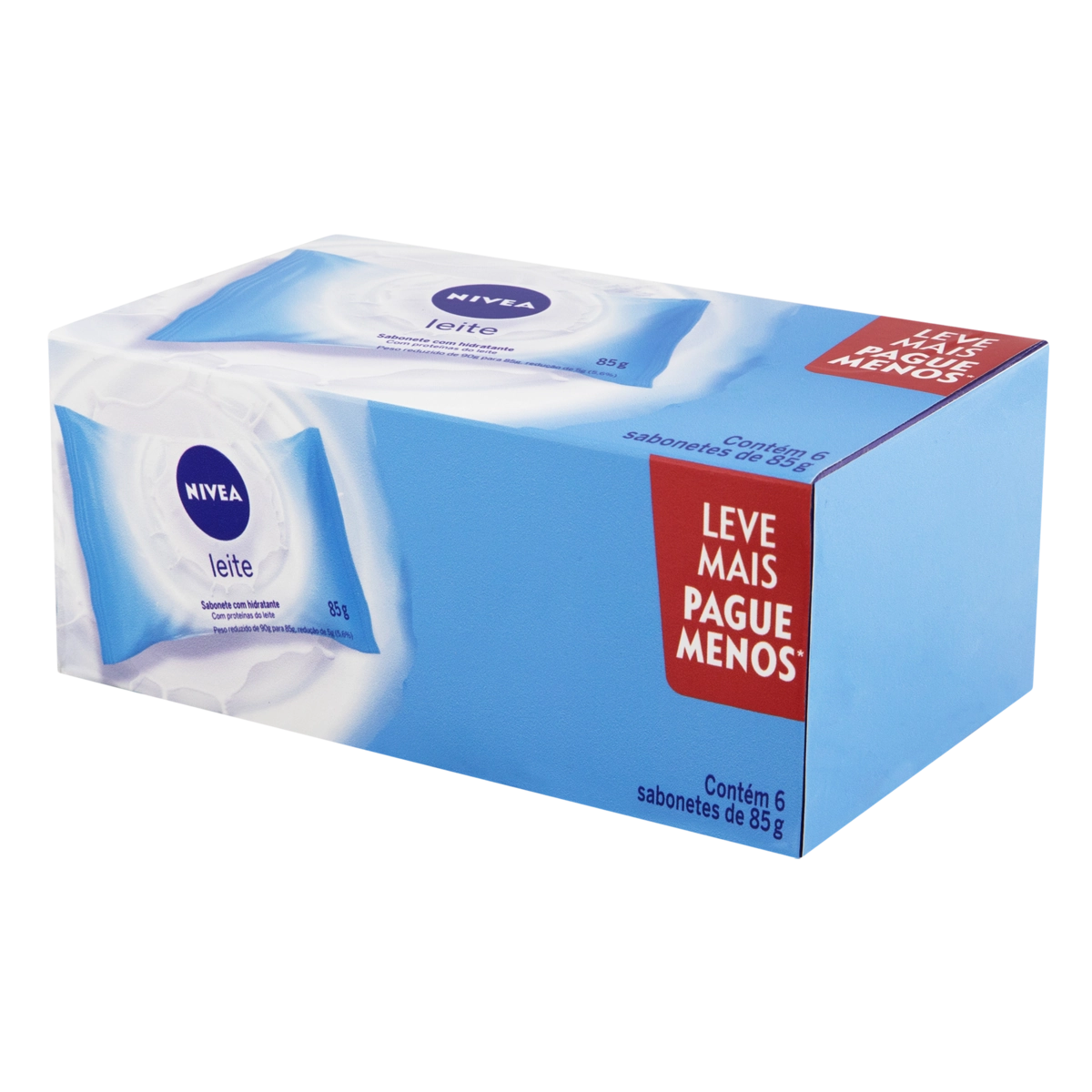 Pack Sabonete Barra Hidratante Leite Nivea Caixa 6 Unidades 85g Cada Leve Mais Pague Menos