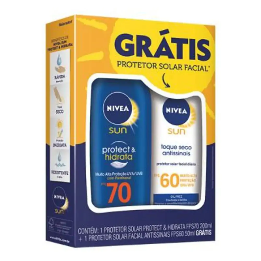 Nivea Bronz Fps 70 200ml Protect E Hidrata Grt 60 50ml