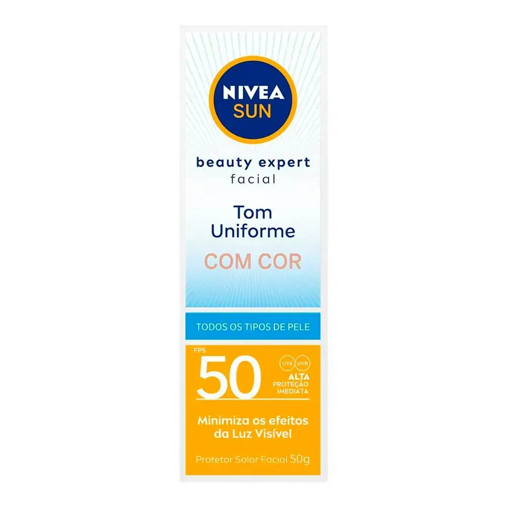 Protetor Solar Facial Com Cor Fps 50 Nivea Sun Beauty Expert Caixa 50g