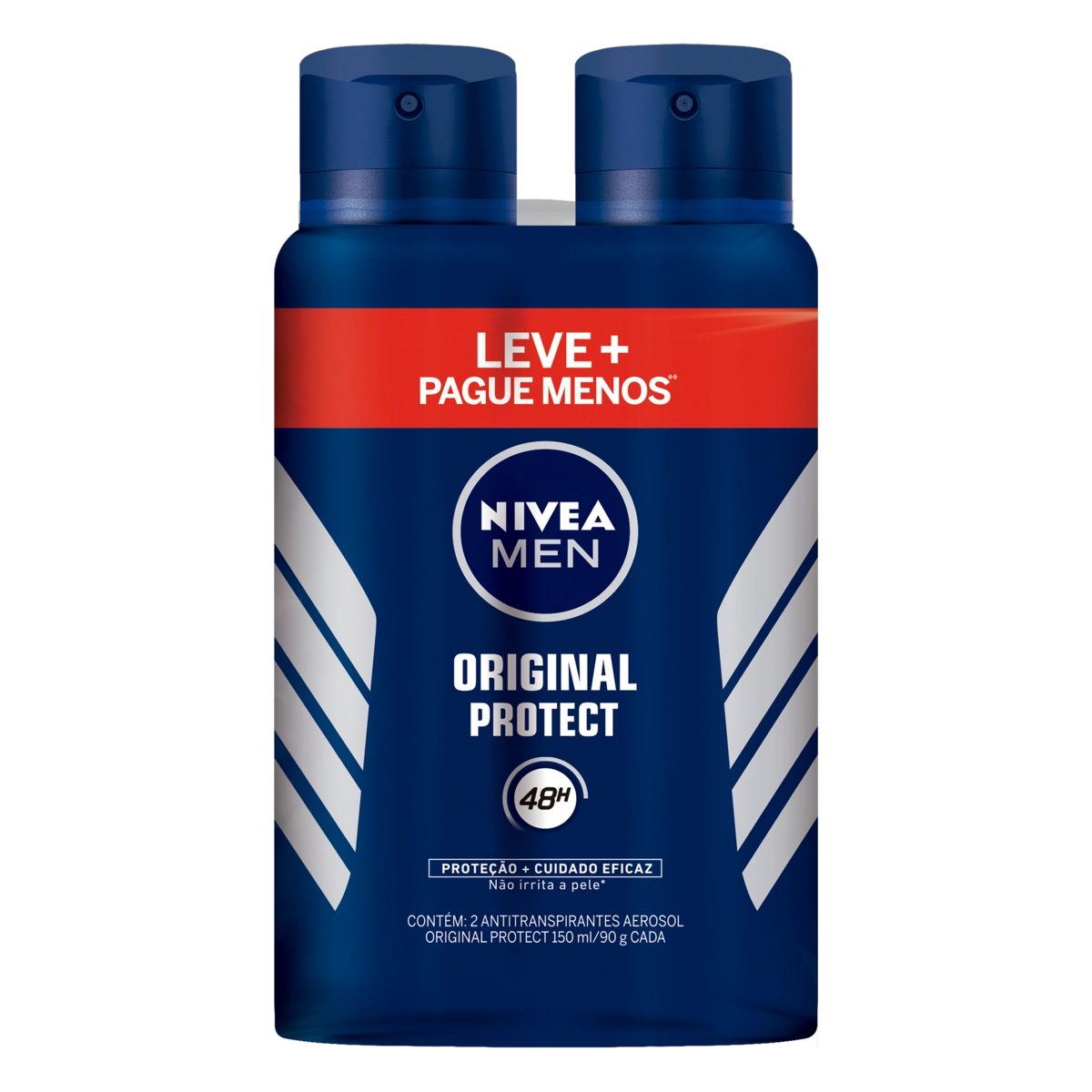 Pack Antitranspirante Aerossol Original Protect Nivea Men 2 Unidades 150ml Cada Leve Mais Pague Menos