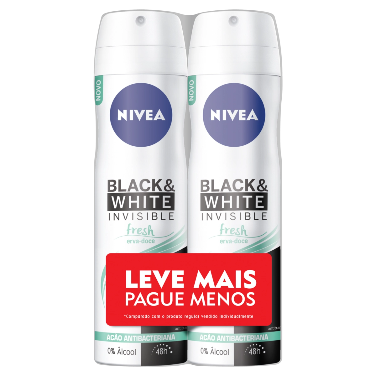 Pack Antitranspirante Aerossol Erva Doce Fresh Nivea Invisible For Black White 2 Unidades 150ml Cada