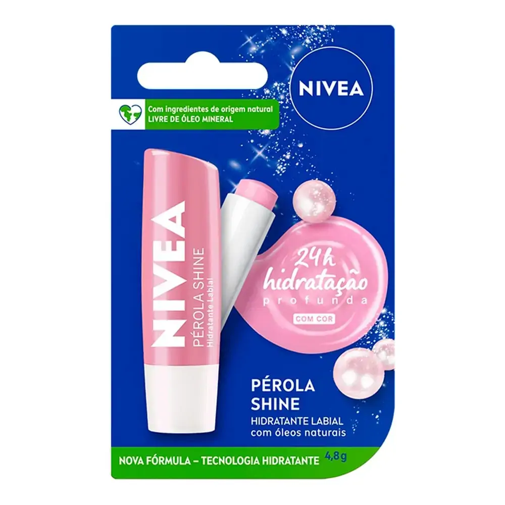 NIVEA Hidratante Labial Pérola Shine Hidratação Profunda 4,8 g
