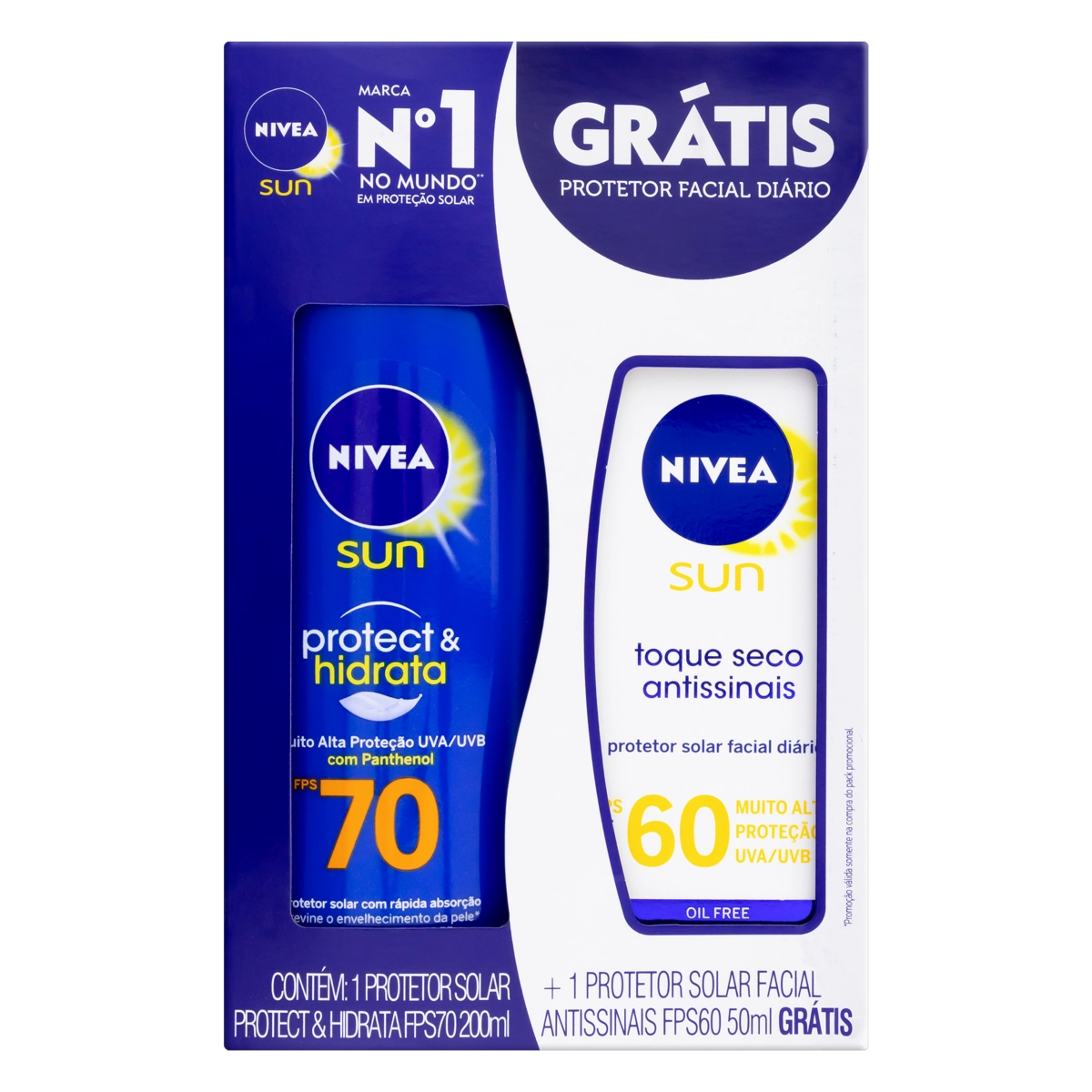 Kit Protetor Solar Protect Hidrata Fps 70 Nivea Sun 200ml Grátis Protetor Solar Facial Toque Seco An