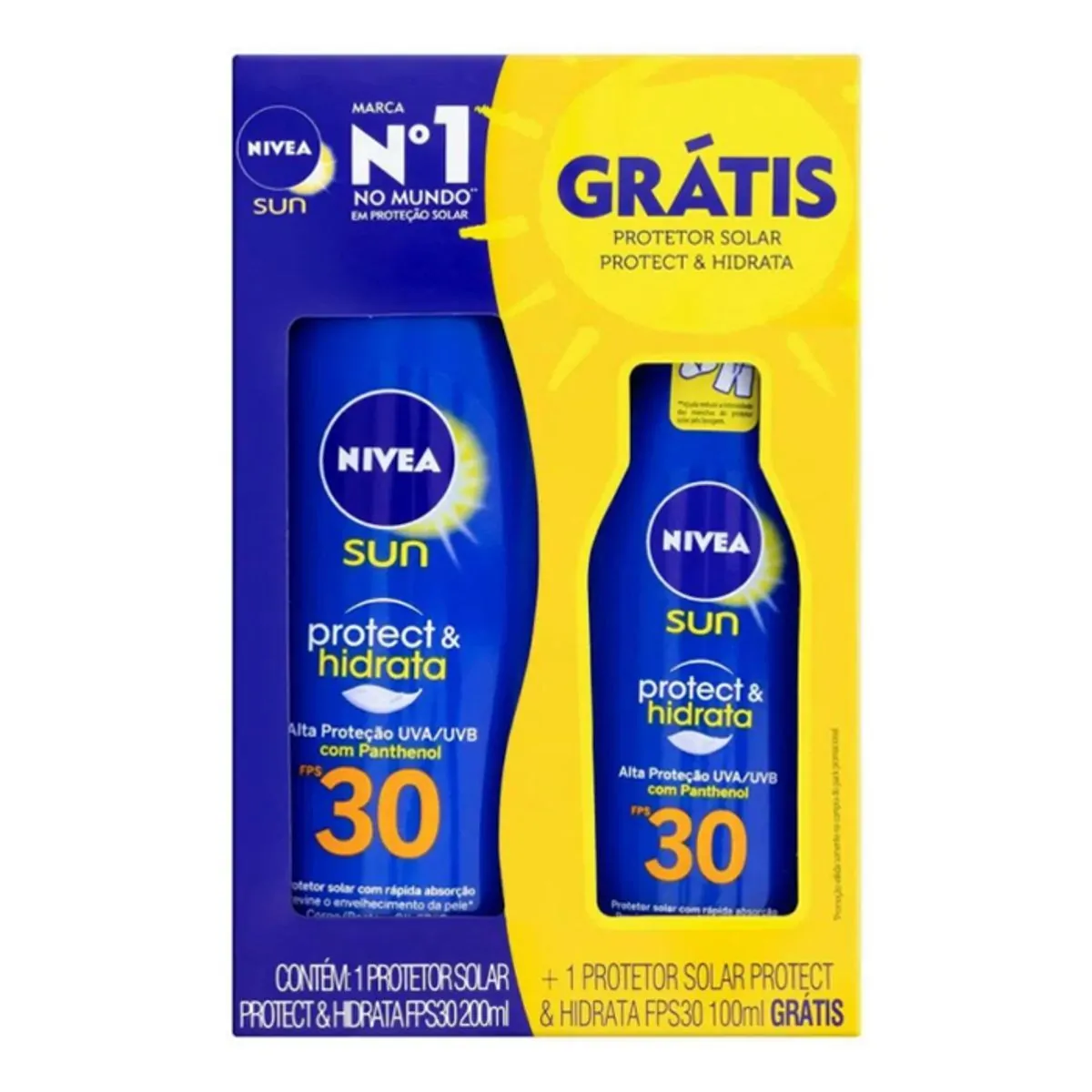 Kit Protetor Solar Protect & Hidrata FPS 30 200ml Grátis Protetor Solar 100ml Nivea Sun