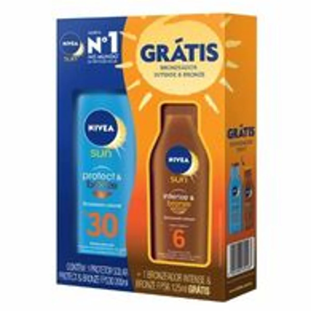Kit Protetor Solar FPS 30 200 Ml + Bronzeador FPS 6 125 Ml Nívea Sun