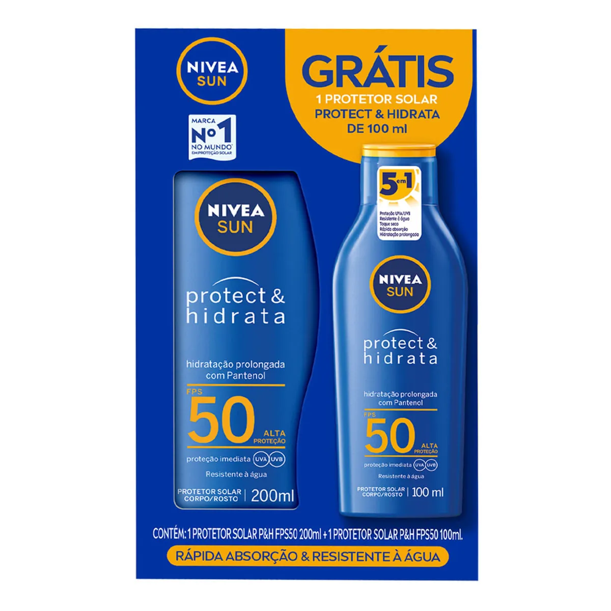 Kit Protetor Solar Nívea Sun FPS 50 200ml + Protetor Solar 100ml