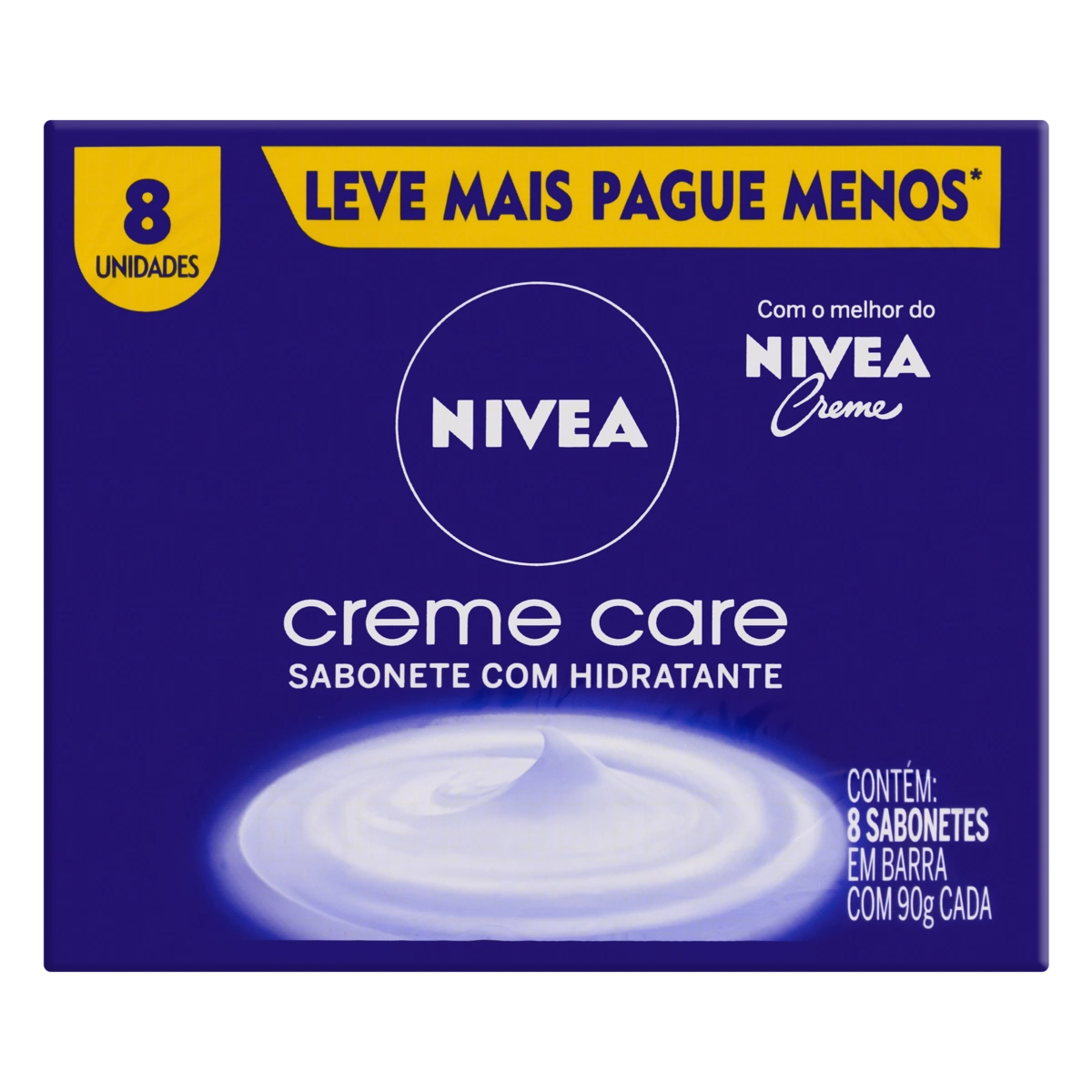 Pack Sabonete Barra Hidratante Nivea Creme Care Caixa 8 Unidades 90g Cada Leve Mais Pague Menos