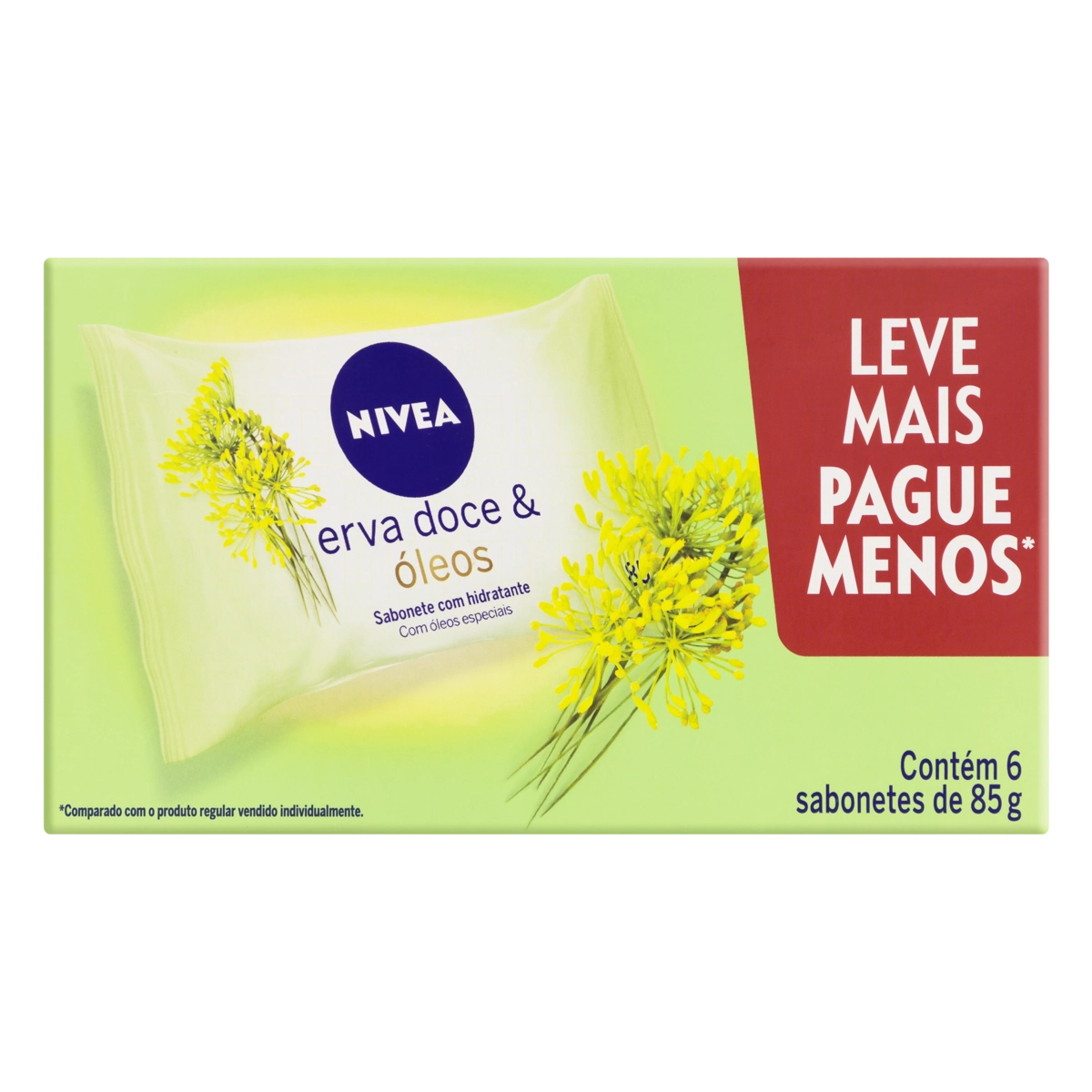 Pack Sabonete Barra Hidratante Erva Doce óleos Nivea Flow Pack 6 Unidades 85g Cada Leve Mais Pague M