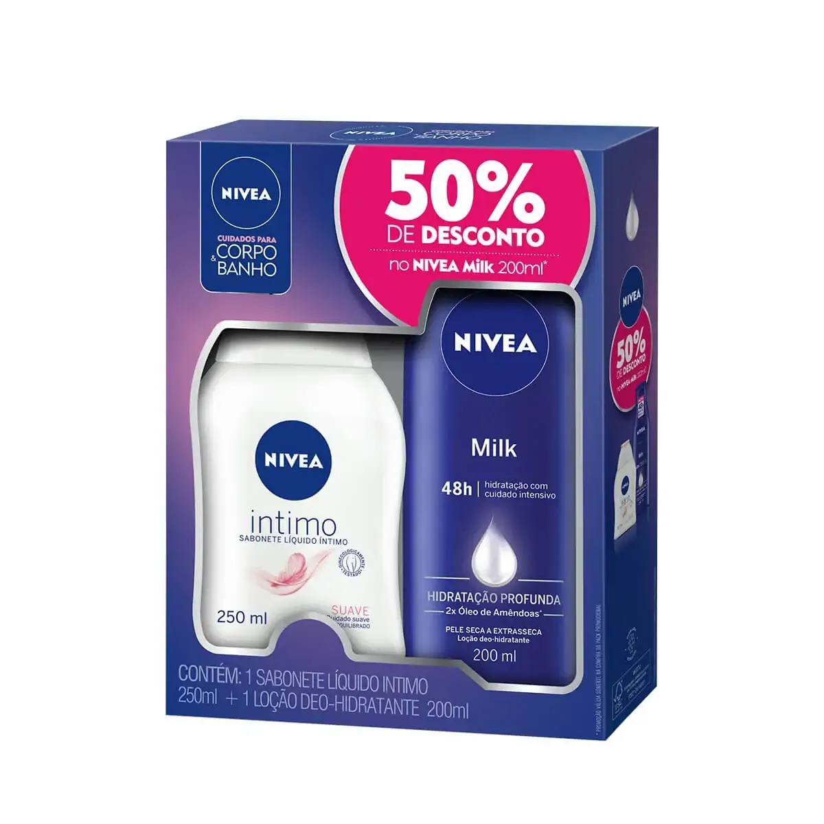 Kit Sabonete Líquido íntimo Suave 250ml Loção Deo Hidratante Milk Nivea 200ml Grátis 50 De Desconto