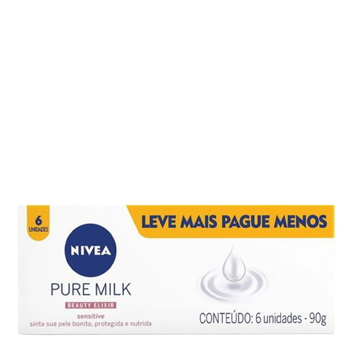 Sabonete em Barra NIVEA Pure Milk Sensitive Promo 6 Unidades 90g