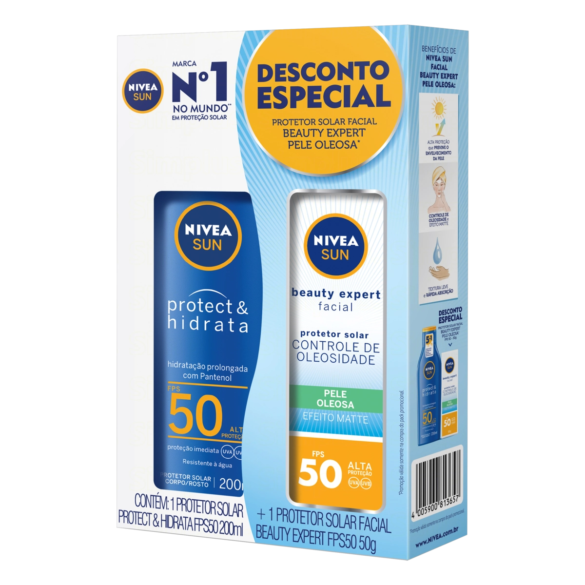 Kit Protetor Solar Corporal Protect Hidrata Fps 50 200ml Protetor Solar Facial Beauty Expert Fps 50