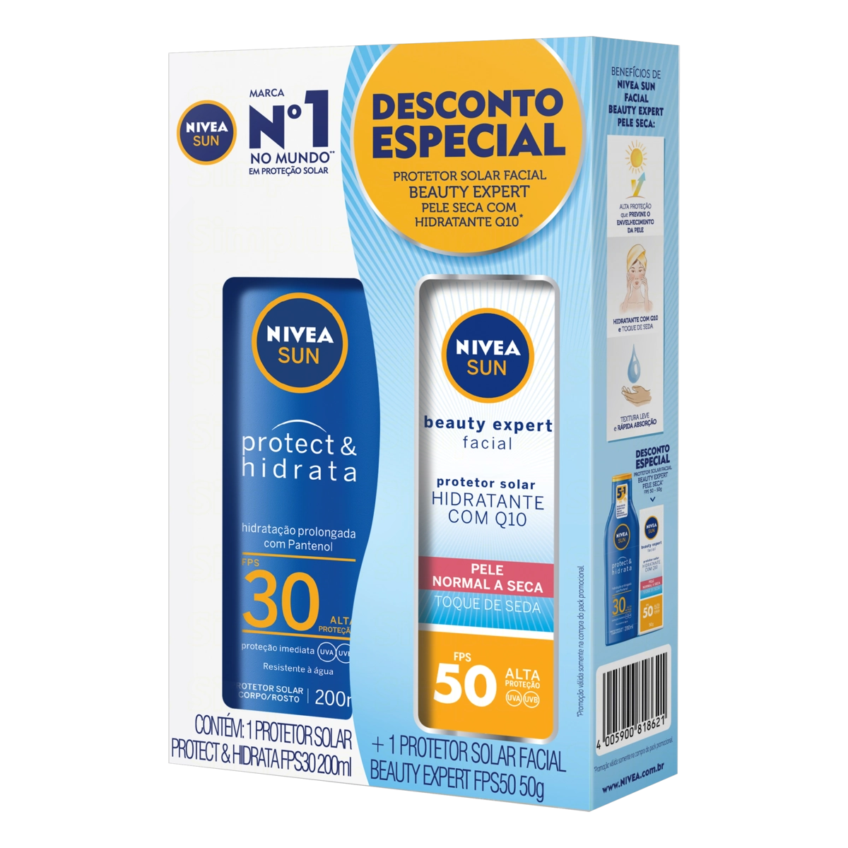 Kit Protetor Solar Corporal Protect Hidrata Fps 30 200ml Protetor Solar Facial Beauty Expert Fps 50