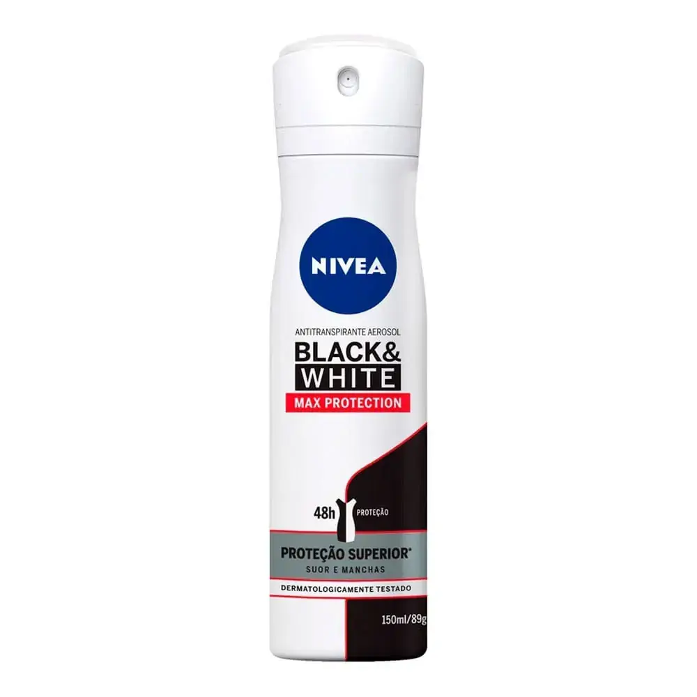 Desodorante Antitranspirante Aerossol Black & White NIVEA Máxima Proteção 150ml