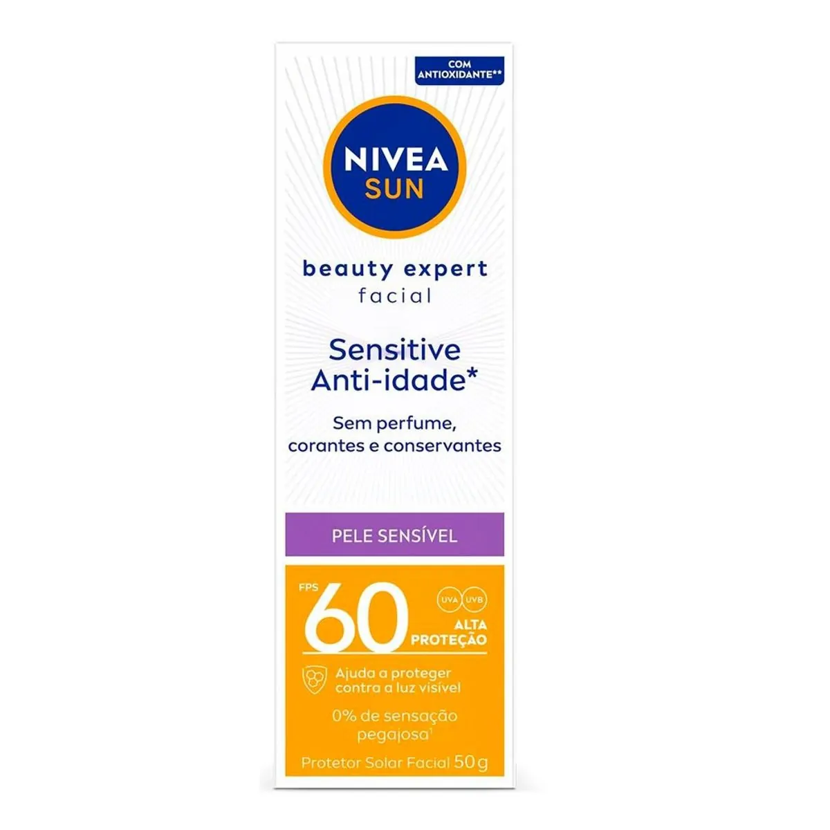 Protetor Solar FPS 50 Facial Pele Sensível Nivea Sun Beauty Expert 50 g