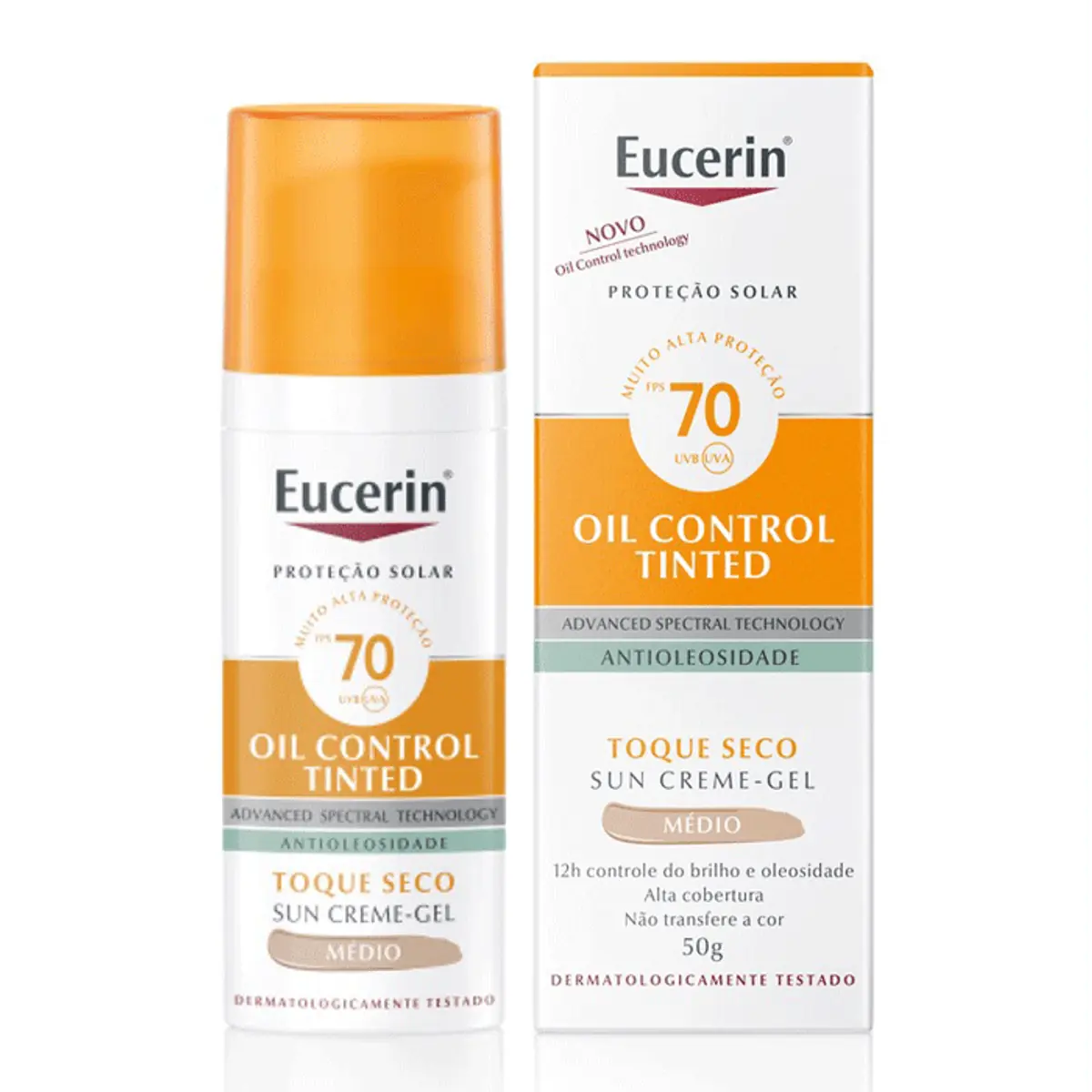 Protetor Solar Com Cor Eucerin Oil Control Tinted Fps 70