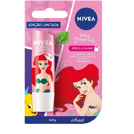 Hidratante Labial Pérola Shine Disney Princess Ariel Nivea Blister 4,8g