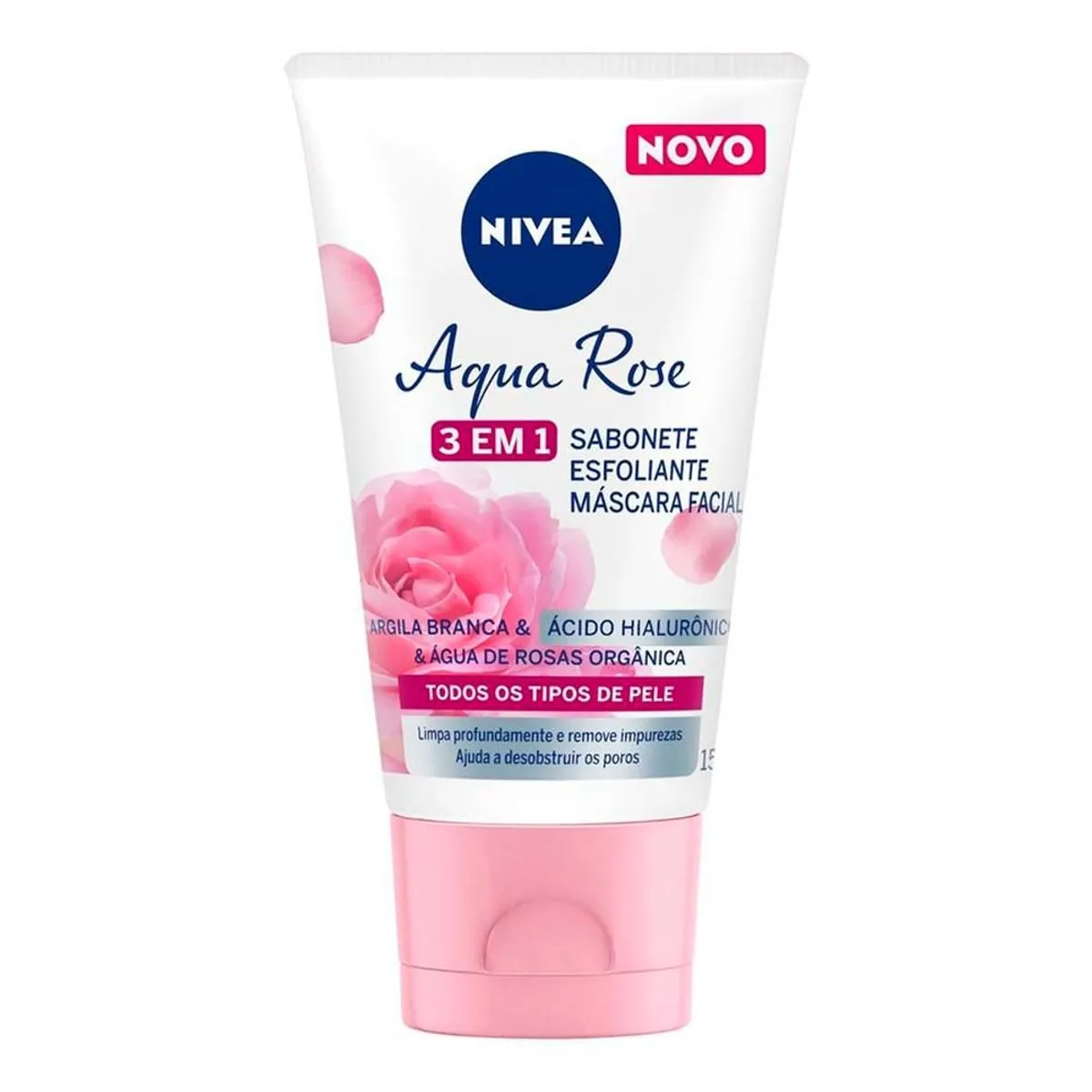 Sabonete Esfoliante e Máscara Facial Nivea Aqua Rose 3 em 1 com 150 ml