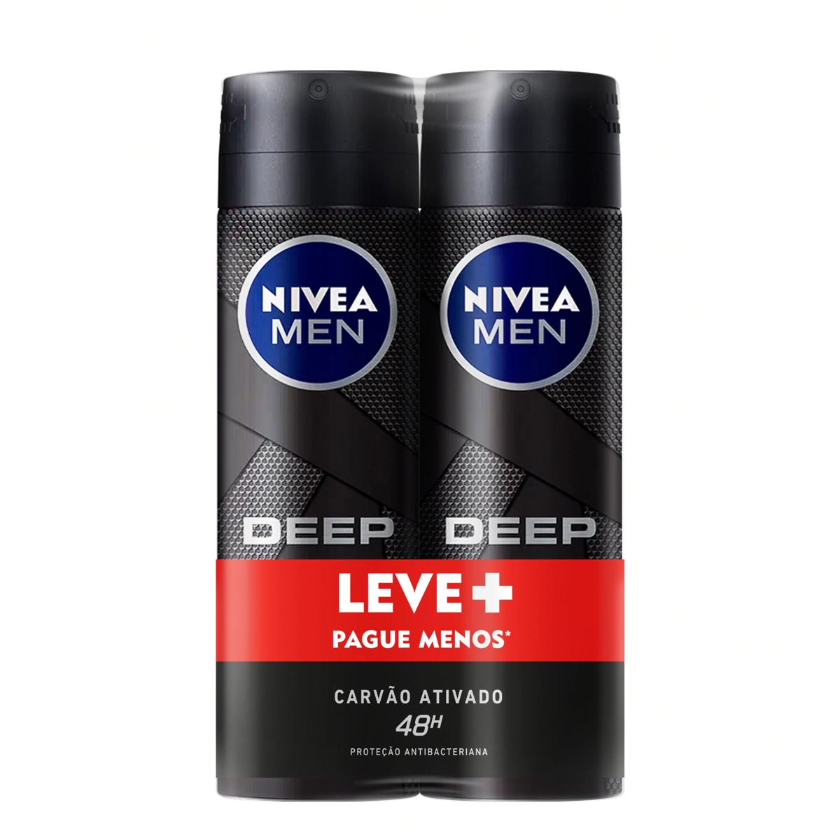 Pack Antitranspirante Aerossol Carvão Ativado Nivea Men Deep 2 Unidades 150ml Cada Spray Leve Mais P