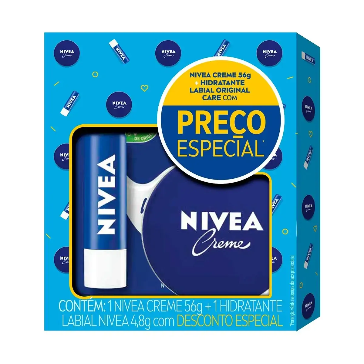 Kit Creme Hidratante 56g + Hidratante Labial Original 4,8g - Nivea