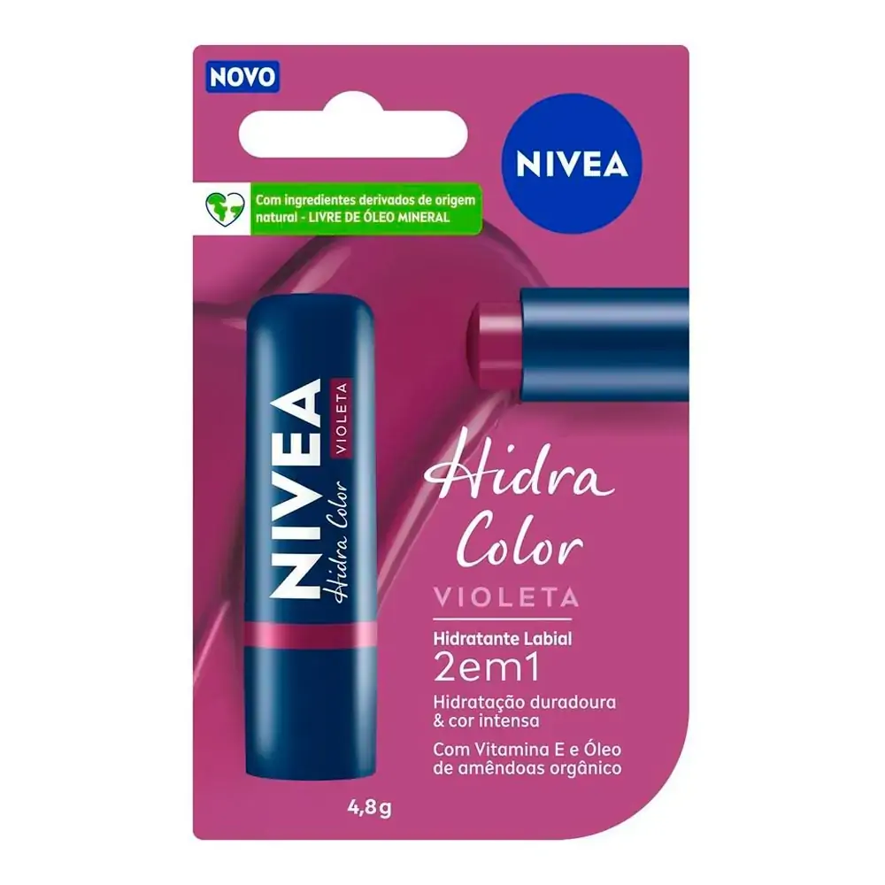 Hidratante Labial NIVEA Hidra Color 2 em 1 Violeta 4,8g