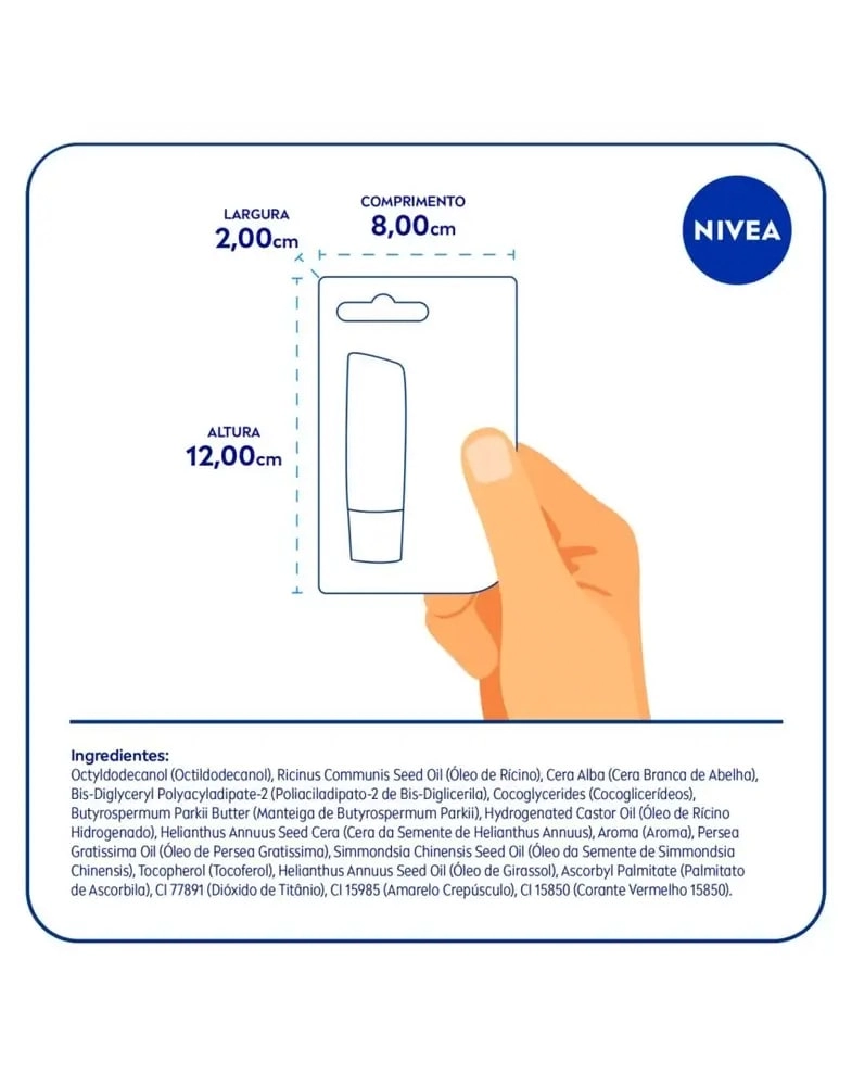 Hidratante Labial Pêssego Princesa Moana Nivea Blister 4,8g