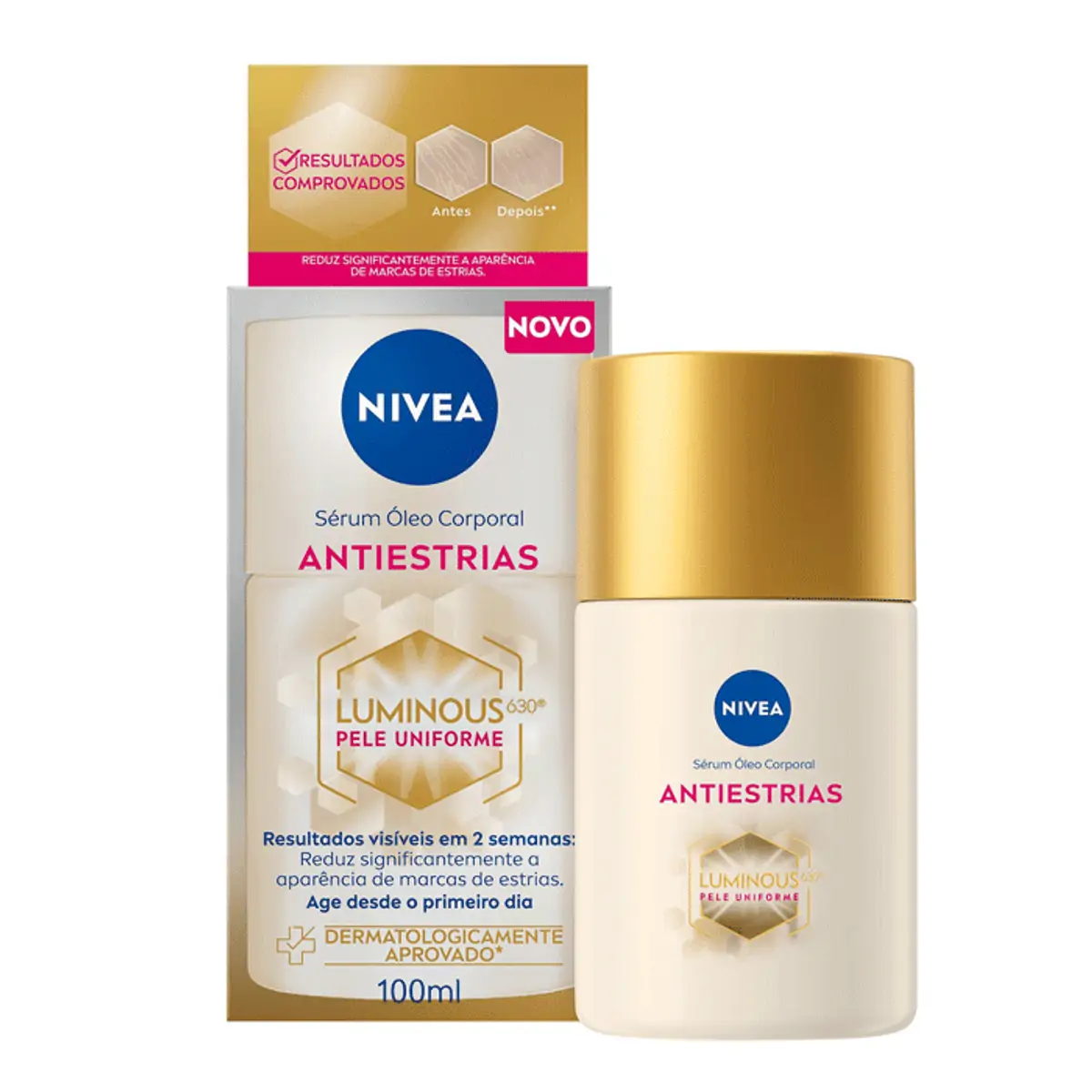 Sérum Corporal óleo Antiestrias Nivea Luminous 630 Caixa 100ml