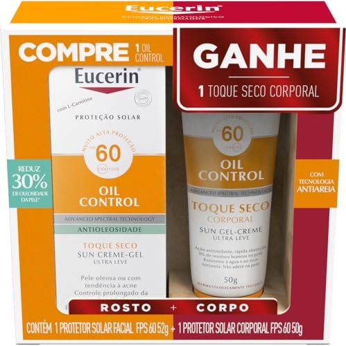 Kit Protetor Solar Facial Creme Gel Toque Seco Fps 60 Grátis Protetor Solar Corporal Creme Gel Toque