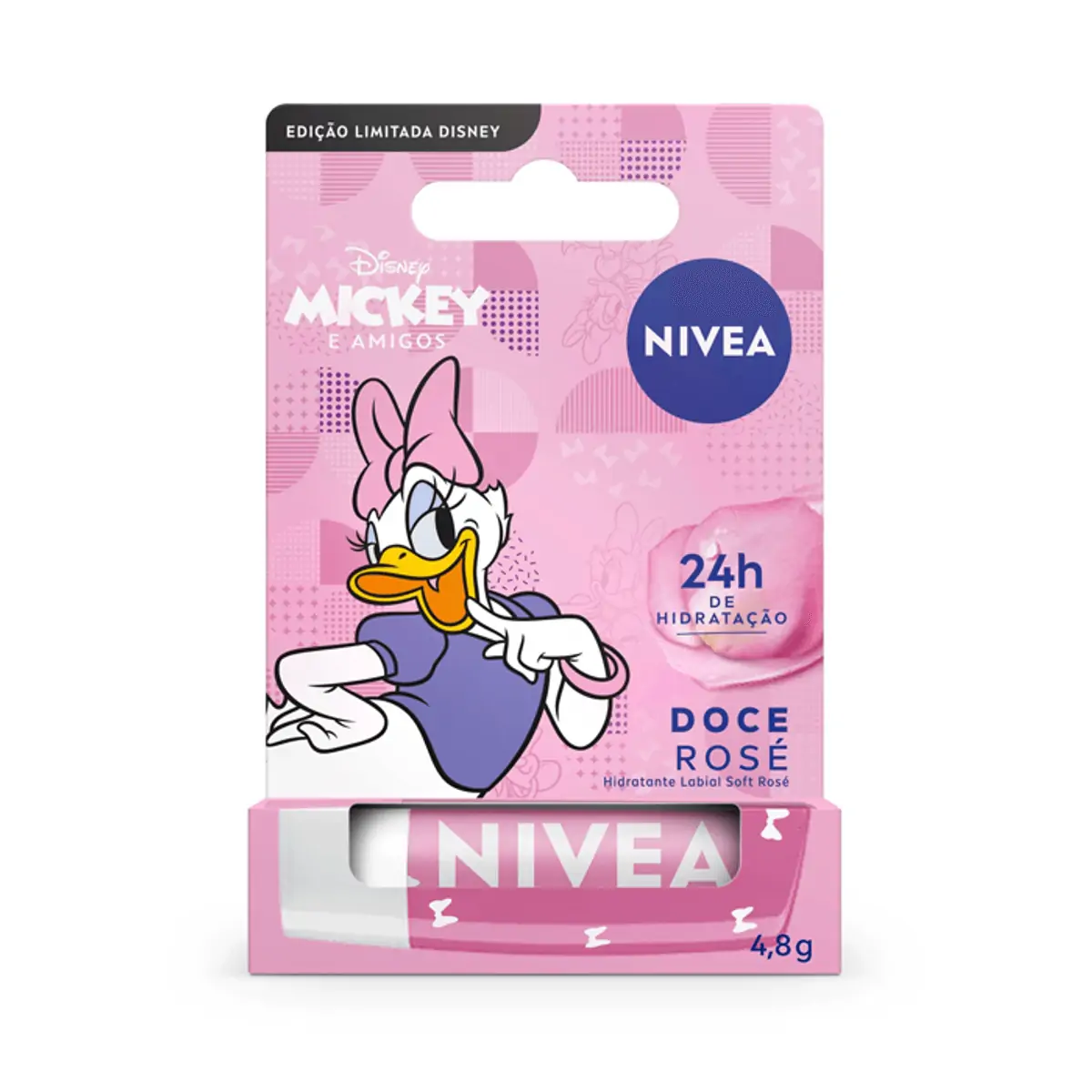 Hidratante Labial Doce Rosé Mickey E Amigos Margarida Nivea Caixa 4,8g