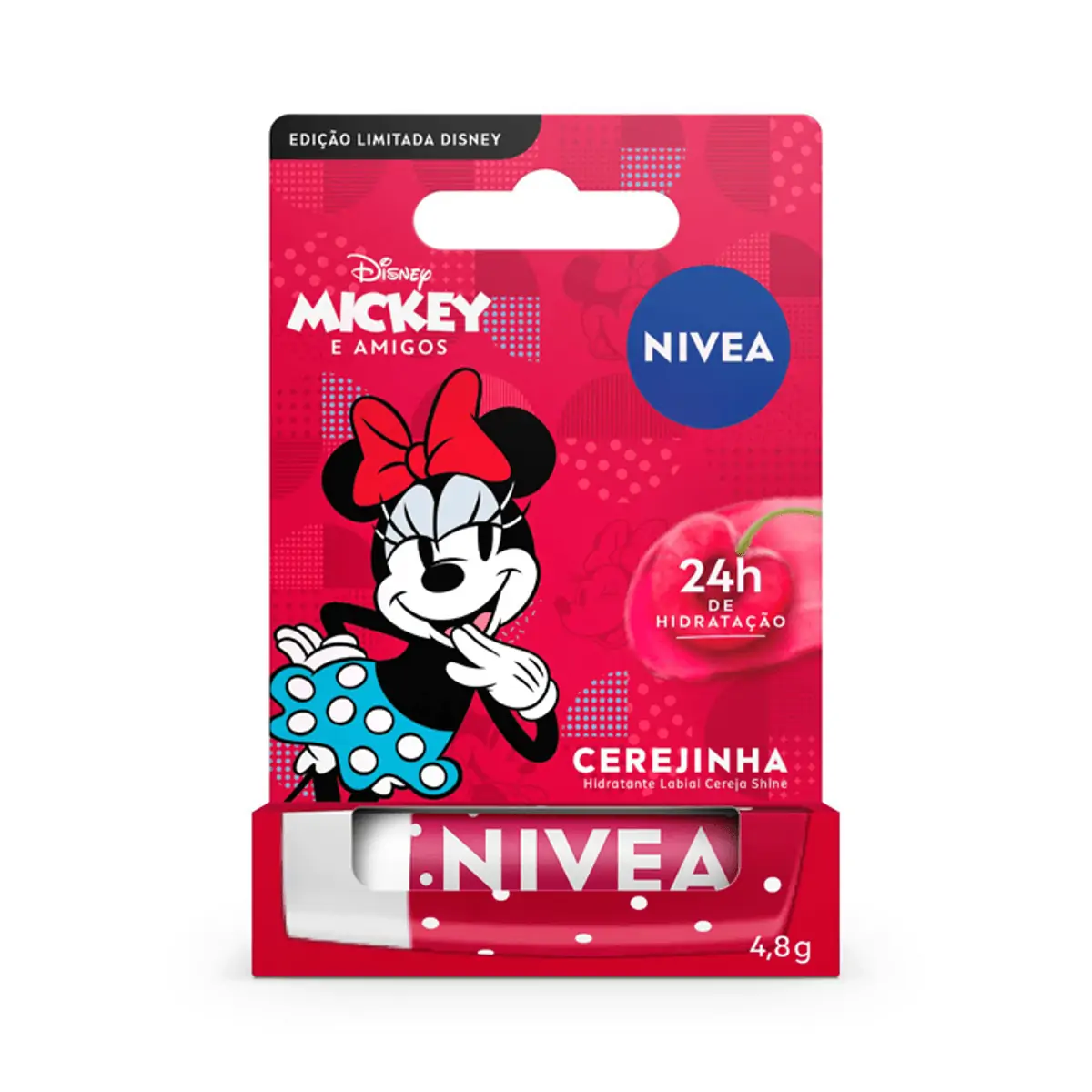 Hidratante Labial Cerejinha Mickey E Amigos Minnie Nivea Caixa 4,8g