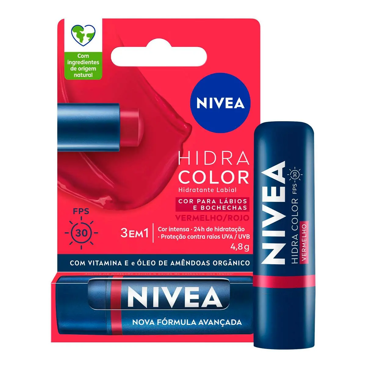 Hidratante Labial Nivea Hidra Color 2 Em 1 Vermelho 4,8g 2/2