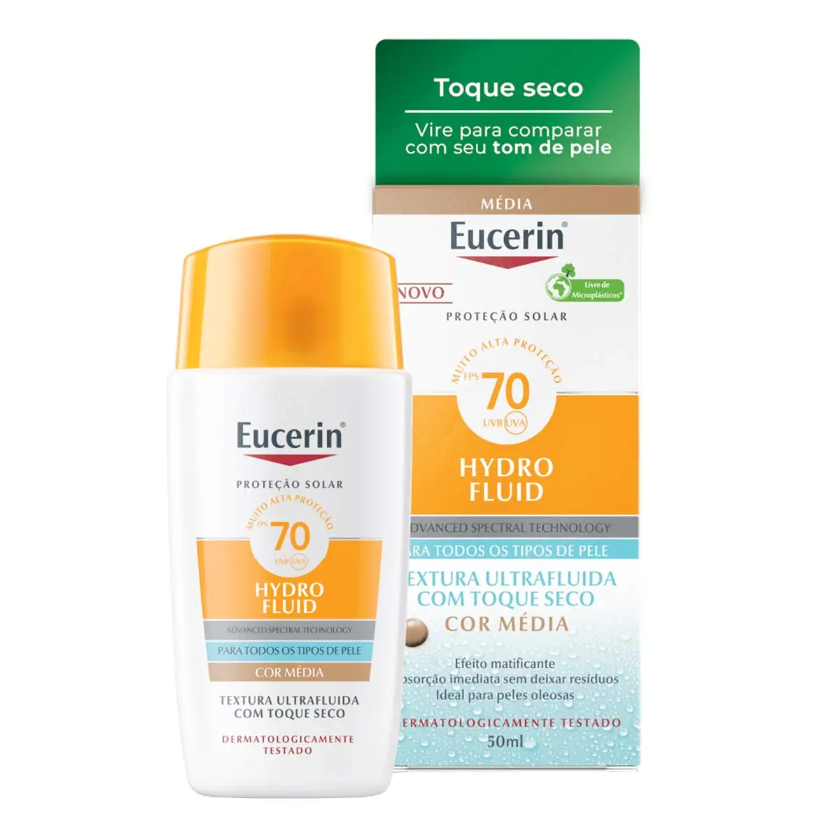 Protetor Solar Facial Hydro Fluid Fps 70 Cor Média 50ml Eucerin