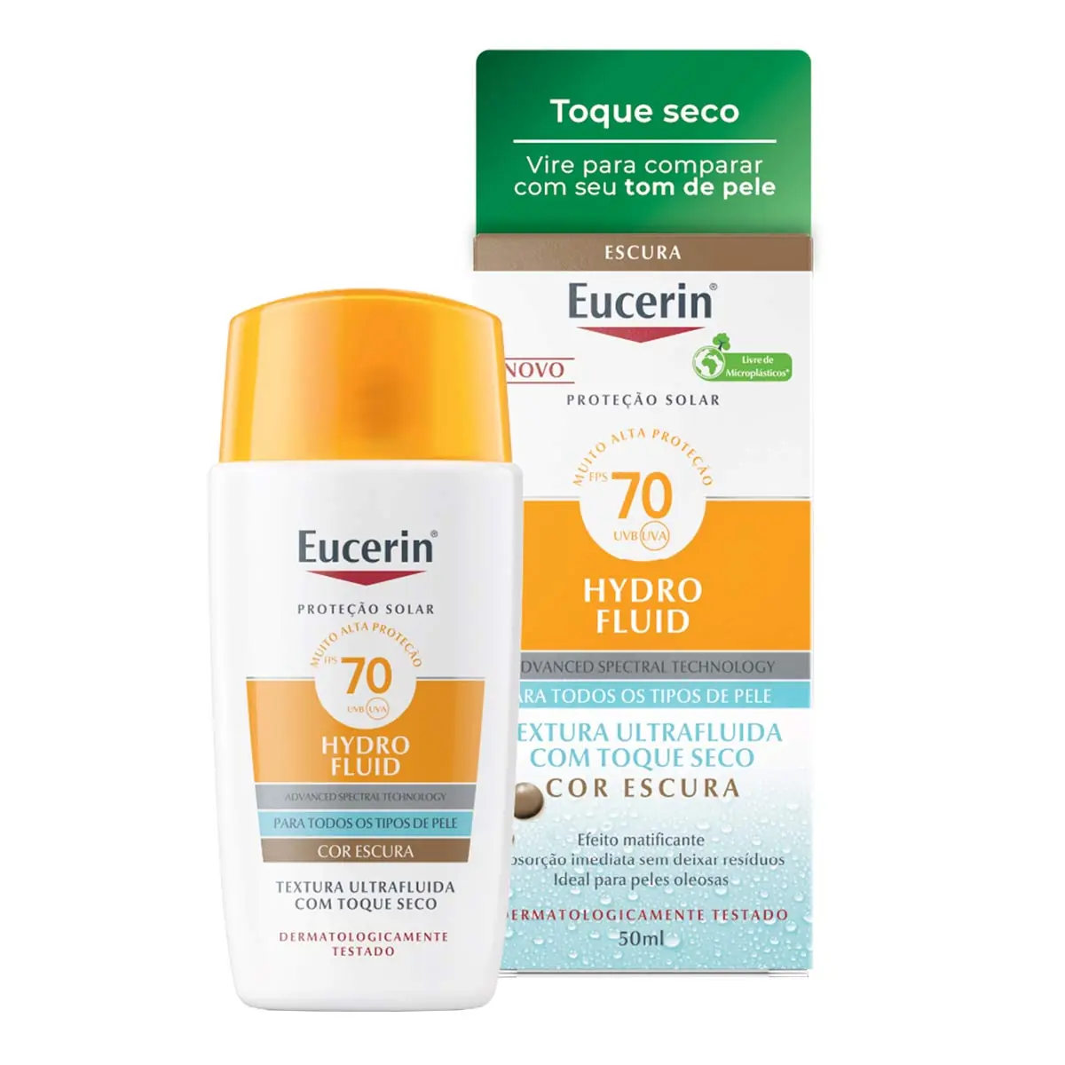Protetor Solar Facial Hydro Fluid Fps 70 Cor Escura Eucerin 50ml