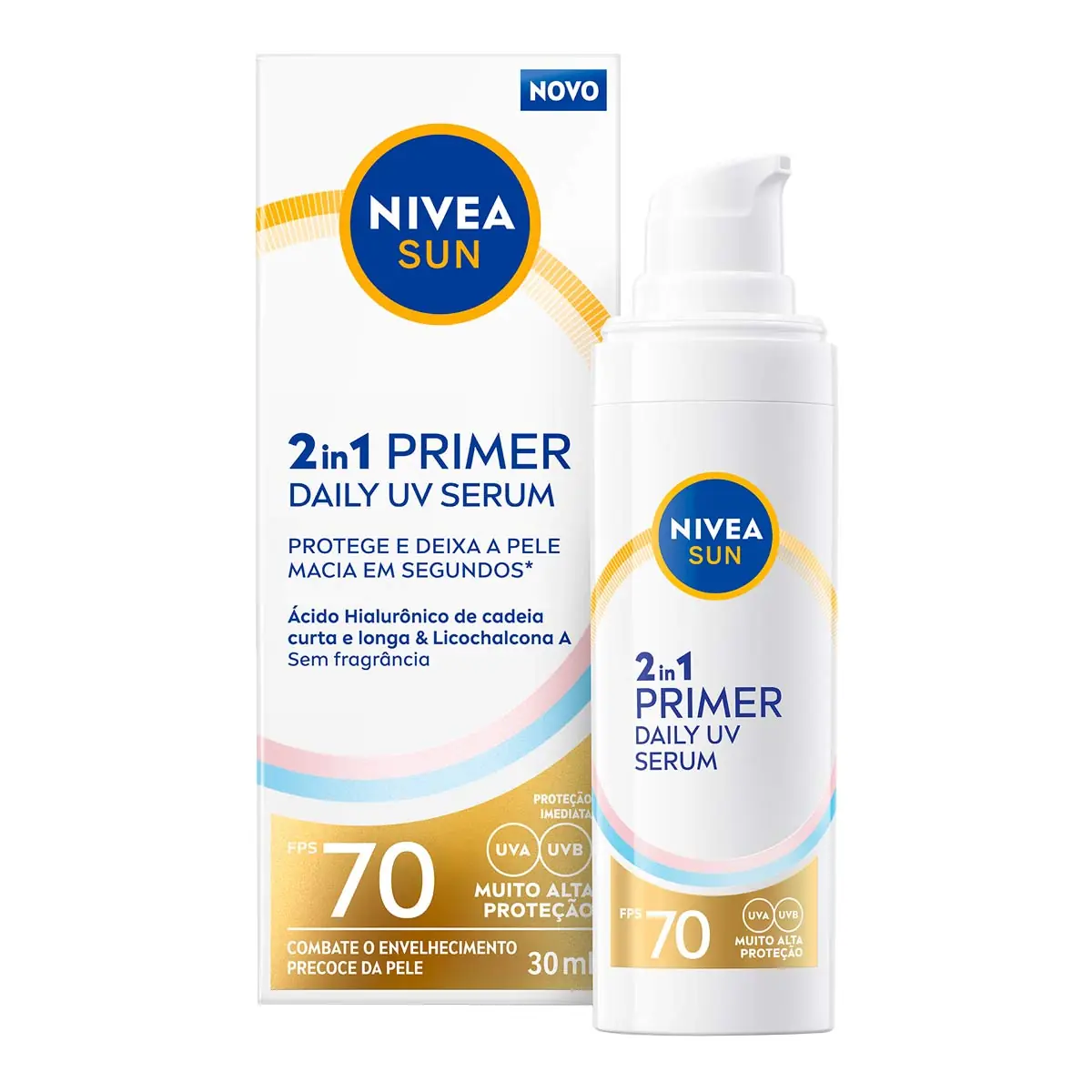 Protetor Solar Facial Sérum Primer Daily Uv 2 Em 1 Sem Perfume Fps 70 Nivea Sun 30ml