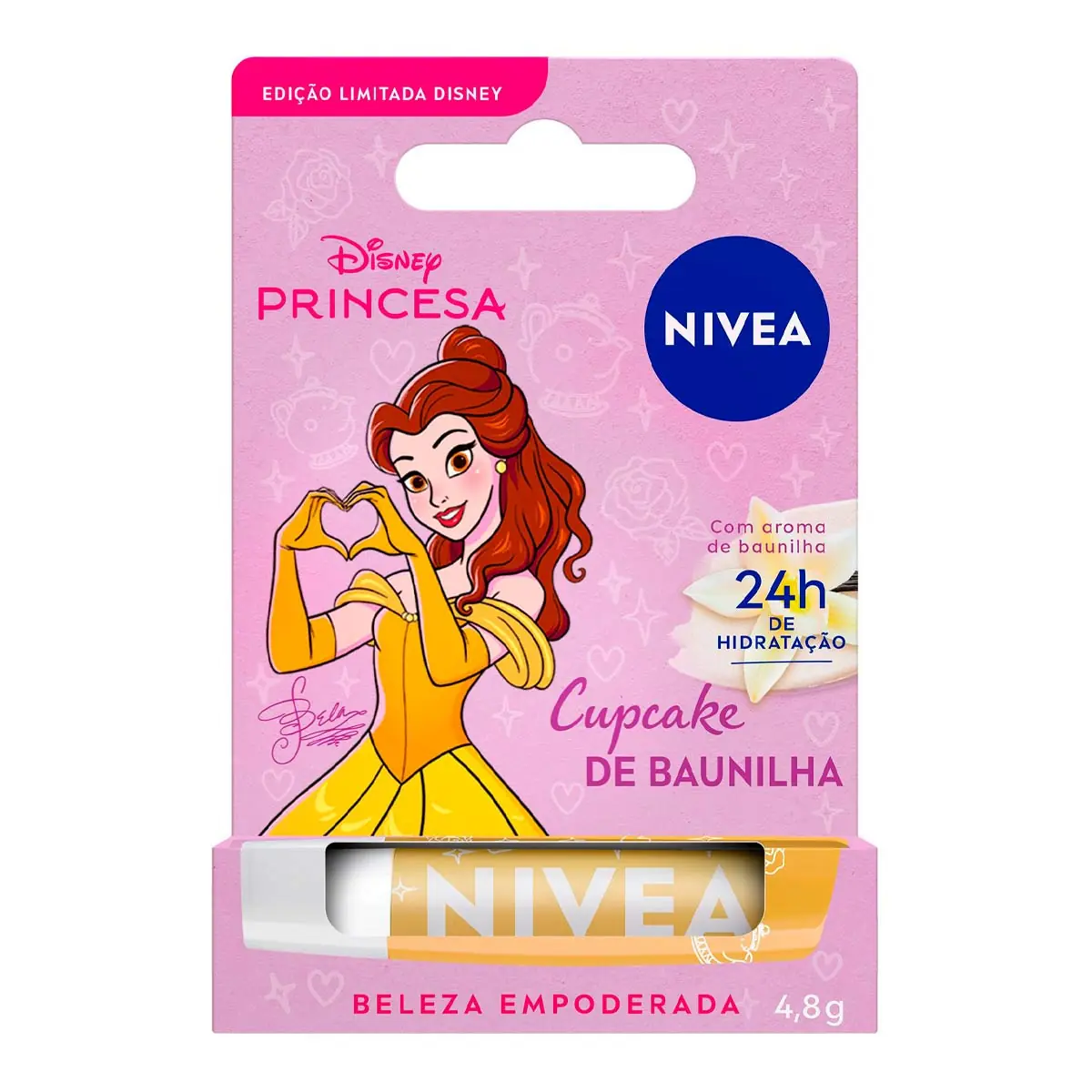 Protetor Labial Nivea Lip Care Disney Baunilha Bela 4,8g