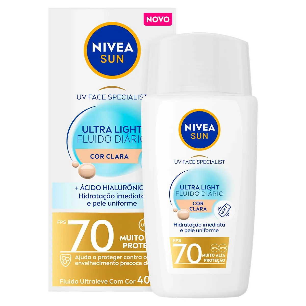 Nivea Sun Uv Face Specialist Ultra Light Fluido Diário Fps 70 Cor Clara 40ml