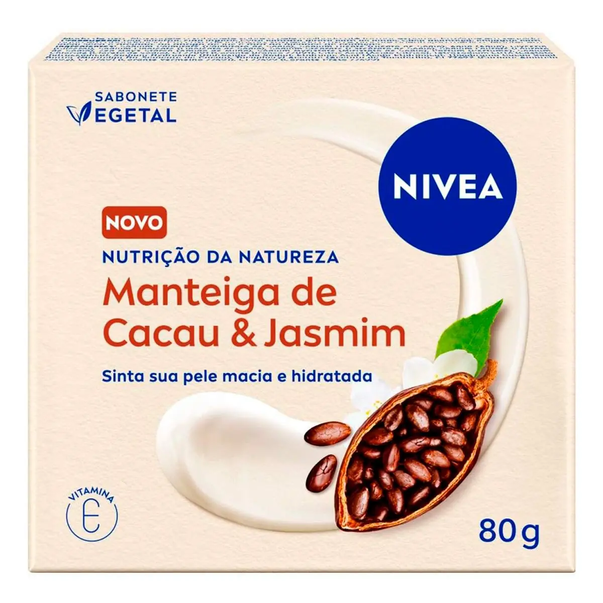 Sabonete Barra Vegetal Manteiga De Cacau Jasmim Nivea Nutrição Da Natureza Caixa 80g