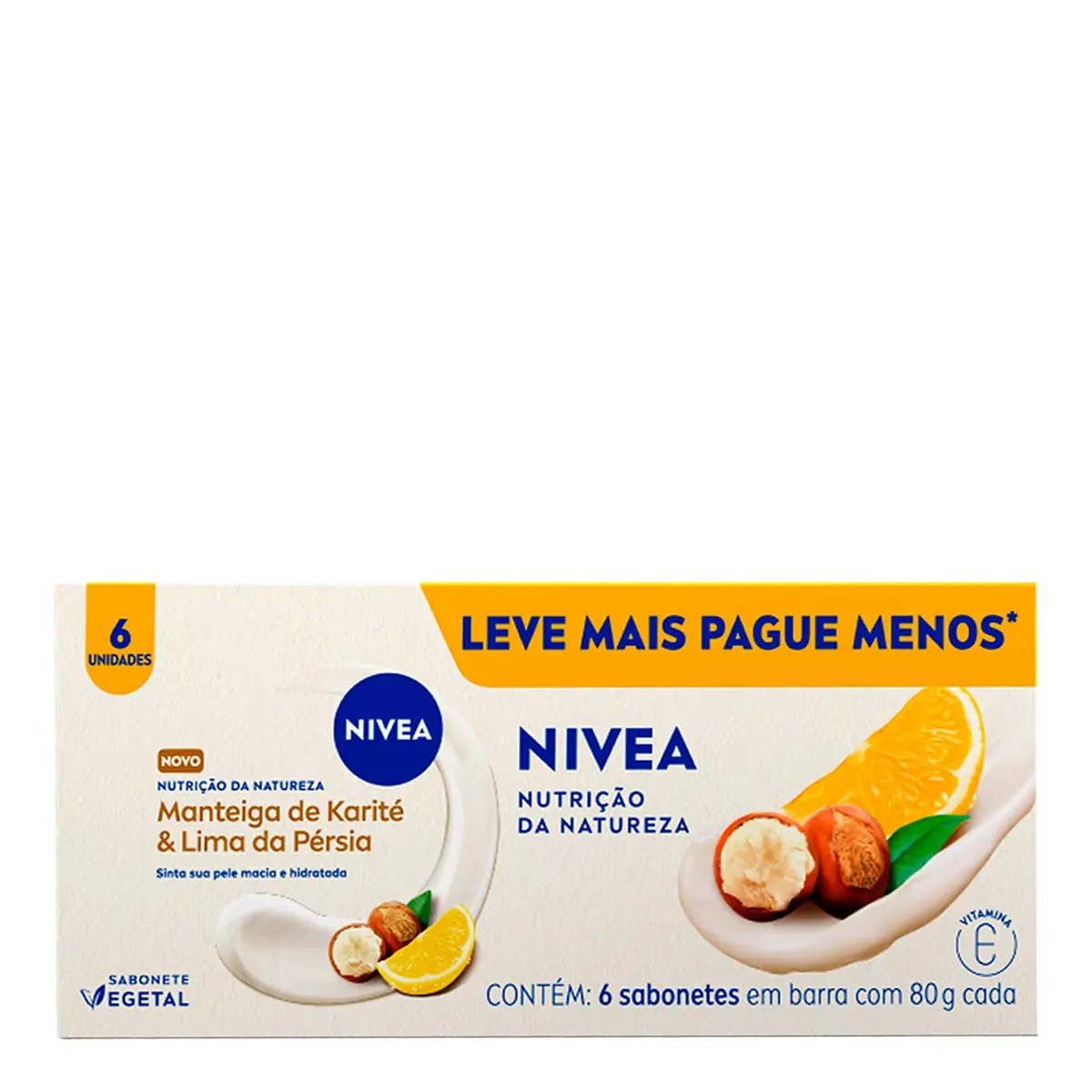 Pack Sabonete Barra Vegetal Manteiga De Karité Lima Da Pérsia Nivea Nutrição Da Natureza Caixa 480g