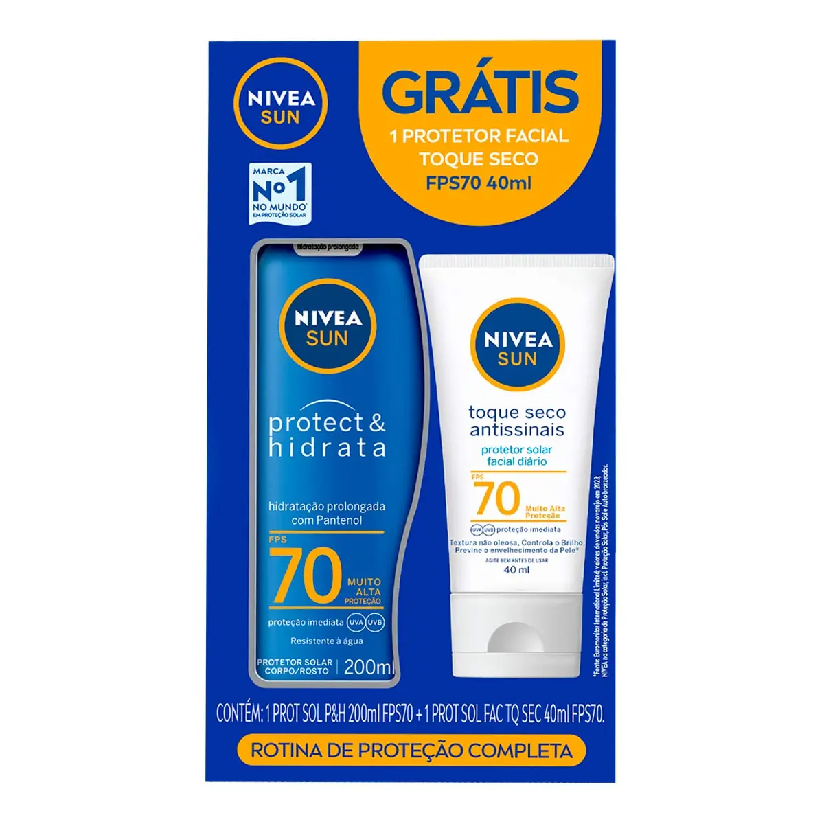 Protetor Solar Corporal E Facial Nivea Sun Protect Hidrata Fps 70 200ml Facial Toque Seco Antissinai
