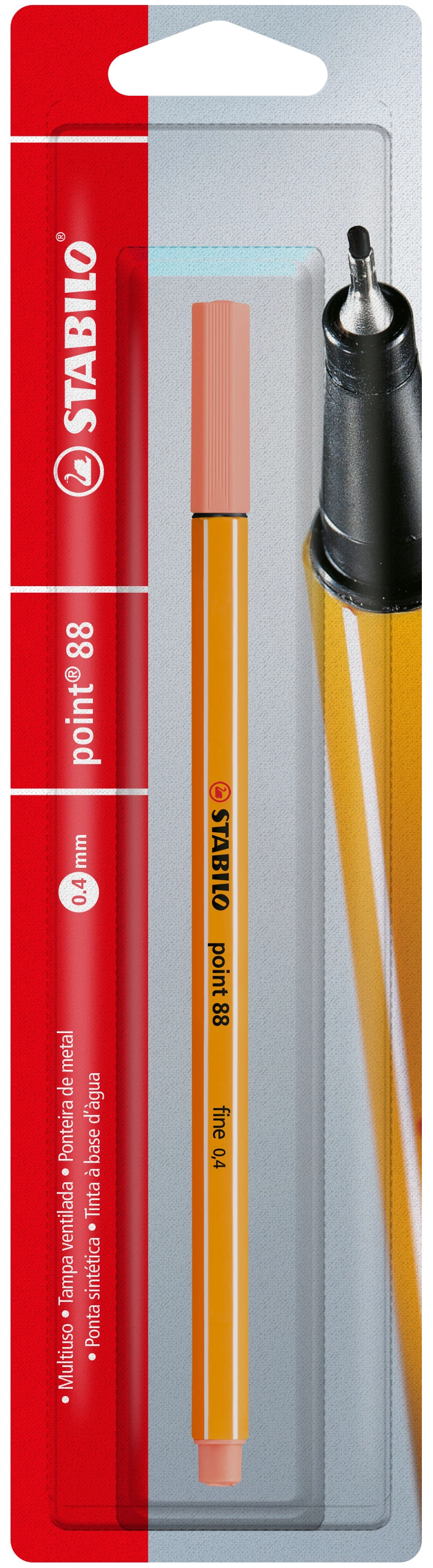Caneta Porosa 0.4mm Stabilo Point 88/26 Salmao