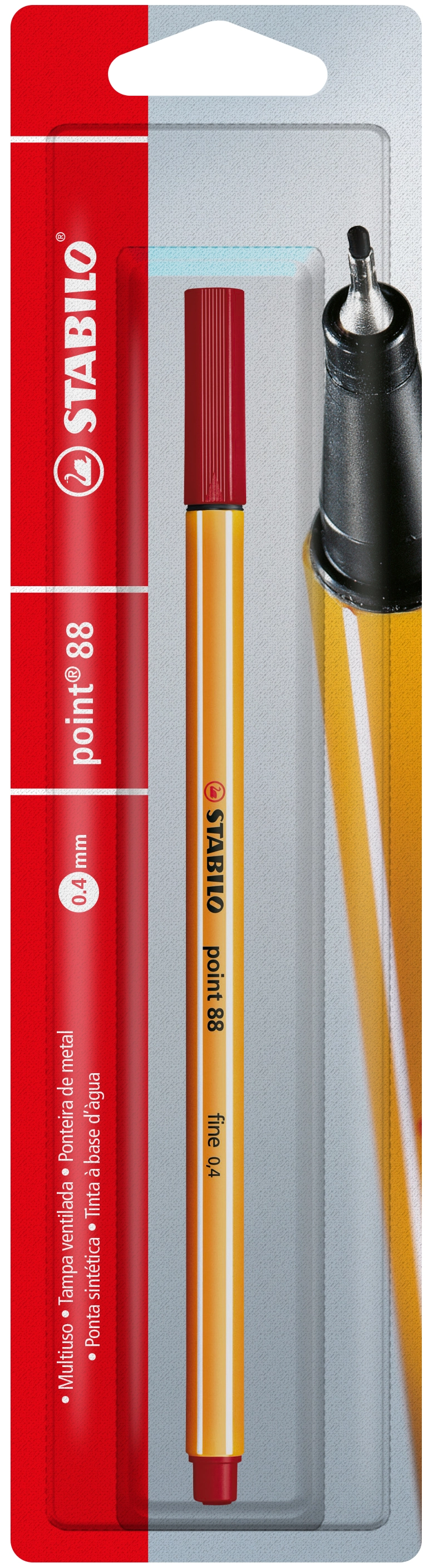 Stabilo Point 88 Fineliner Pen, 0.4 Mm Crimson Ink